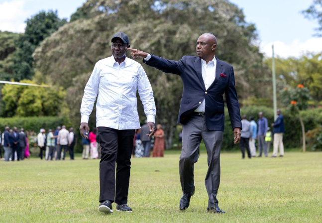 A file image of President William Ruto and KANU leader Gideon Moi.